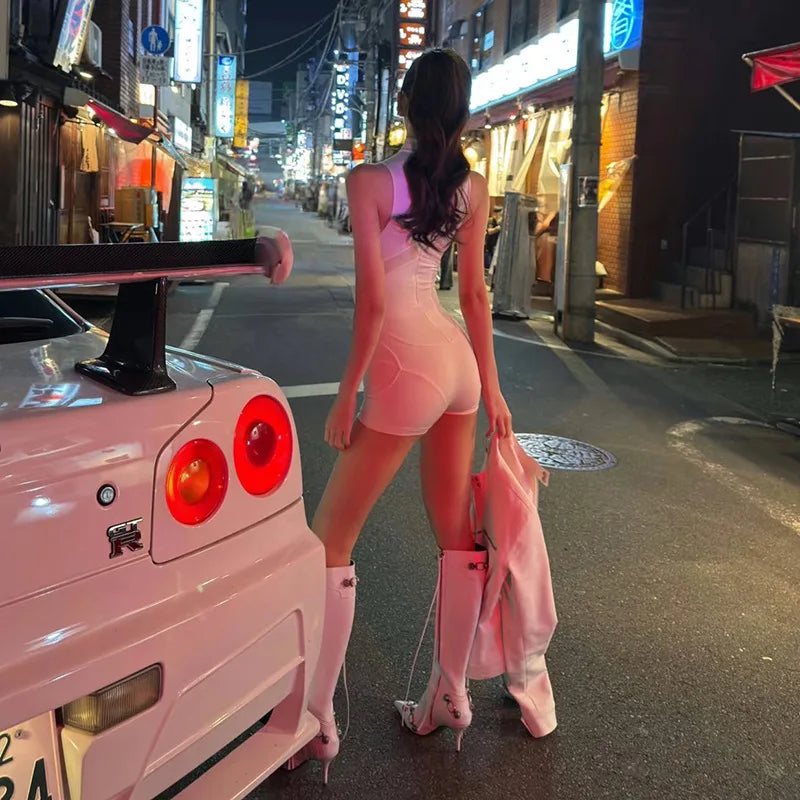 2025 Summer Fashion New Women's Elegant and Sexy Sports Stretch Jumpsuit Design Versatile Street Hot Girl Jumpsuit