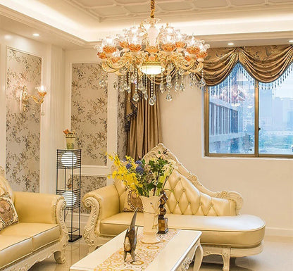 Luxury Living Room Chandelier Crystals Glass Hall Main Pendant Lamps Restaurant Bedroom French Creative Hanging Light Luminaire