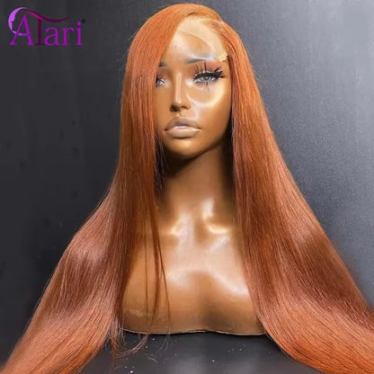 Transparent 13x4 13x6 Lace Frontal Wig Ginger Orange Straight Human Hair Wigs for Women Pre Plucked 5x5 Lace Closure Wig