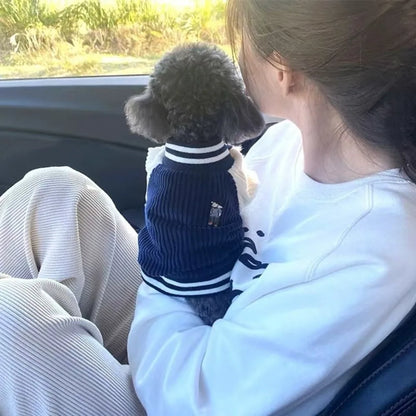 Warm Pet Baseball Jackets Comfortable Embroidered Patterns Two-Legged Dog Clothing Thicken Dog Sweatshirt Daily Walk