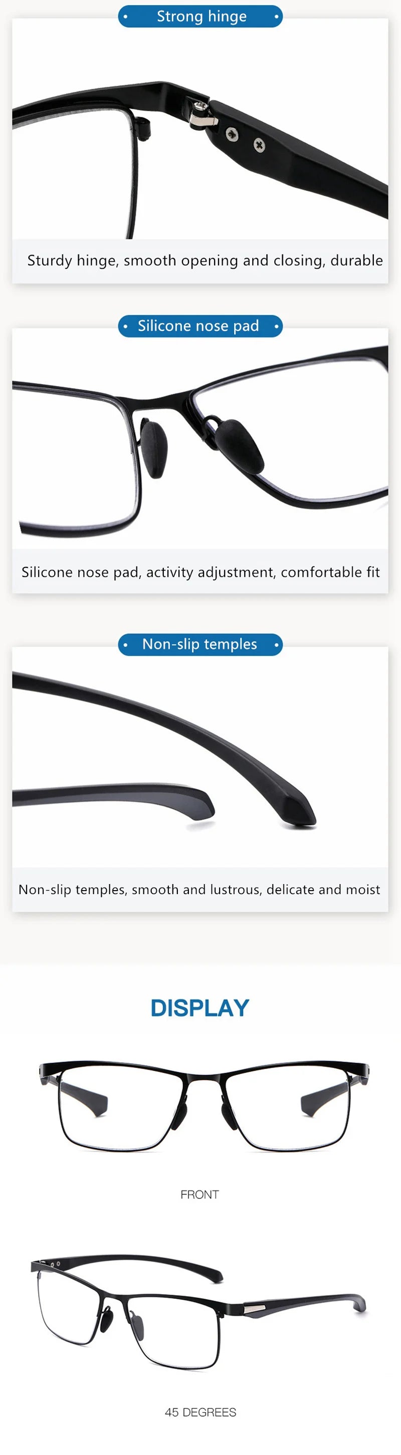 Smart Progressive Photochromic Reading Glasses Men TR90 Multi-Focus Anti Blue Ray Business Eyeglasses Fashion Half-Frame +2.5