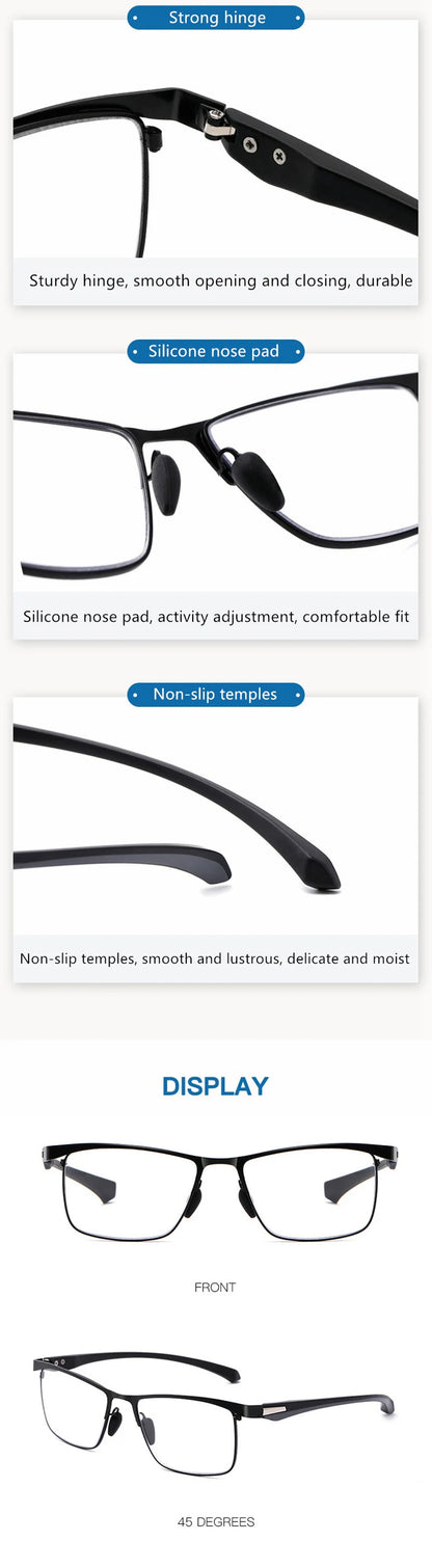 Smart Progressive Photochromic Reading Glasses Men TR90 Multi-Focus Anti Blue Ray Business Eyeglasses Fashion Half-Frame +2.5