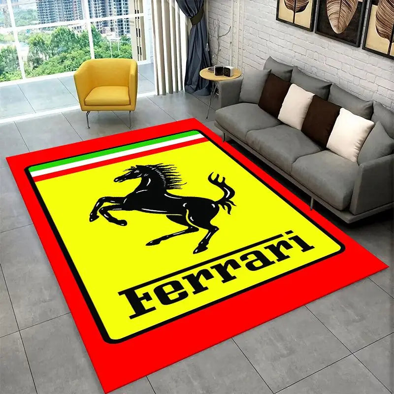 Retro F-Ferrarii Racing Car Moto Non-Slip Area Rug for Living Room,Bedroom,Playroom,Carpet Floor Mat Home Decor Rug Kids Room