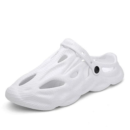 Shevalues Summer New Hollow Sandals For Men Outdoor Fashion Hole Clogs Slippers Men Non-slip Garden Shoes Soft Sole Beach Slides