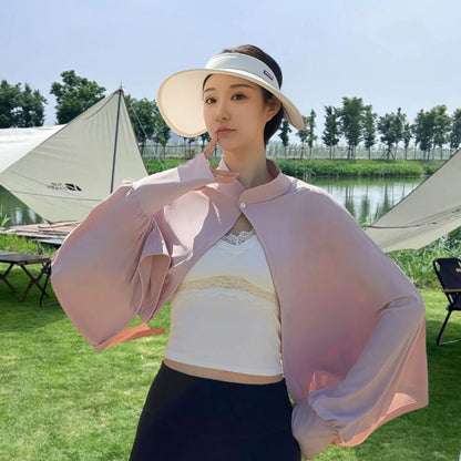 Shawl Wrap Women Driving Sun Protection Cape Upf50 + Cooling Cycling Outdoor UV Cover up Breathable Long Sleeve Stand Collar