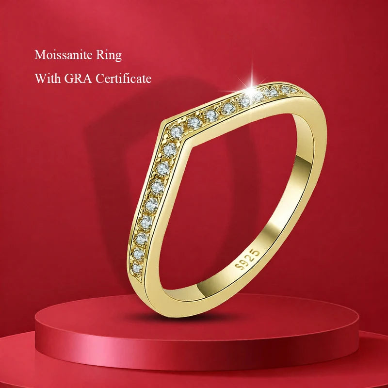 Moissanite Ring 100% Pass Diamond Tester Pen Matching Wedding Diamond Band for Women 925 Sterling Silver Female Single Tail Ring