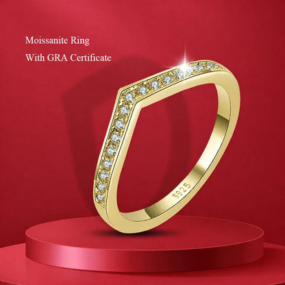 Moissanite Ring 100% Pass Diamond Tester Pen Matching Wedding Diamond Band for Women 925 Sterling Silver Female Single Tail Ring