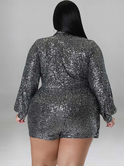 Jumpsuits Women Elegant Luxury Plus Size Party Ladies Long Sleeve Jumpsuit with Sequins 3xl 4xl 5xl Sexy Evening Woman Jumpsuit