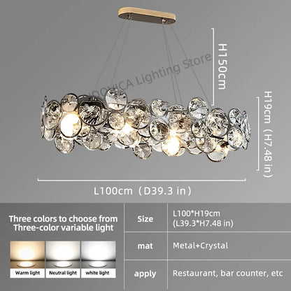 Modern Crystal Chandelier Luxury Villa Living Room Bedroom Dining Room Kitchen Modern LED Ceiling Hanging Lamp