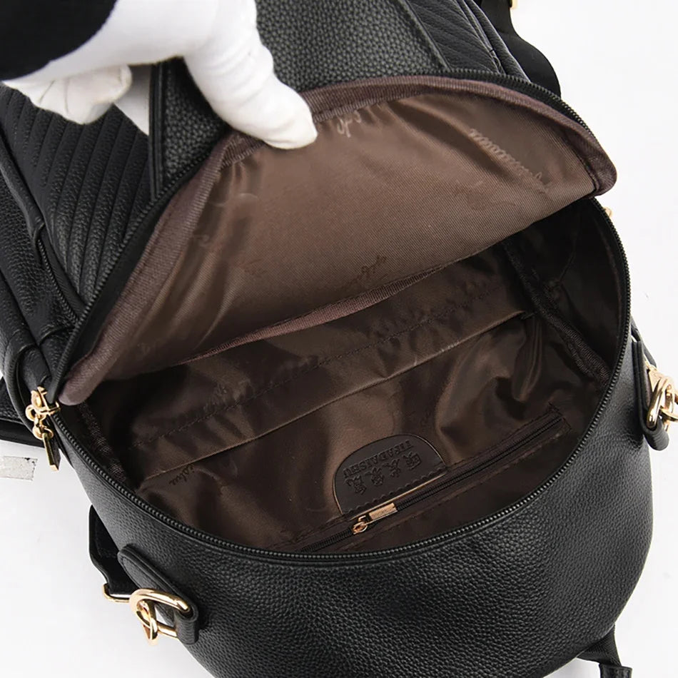 2024 New Fashionable Women's Backpack High Quality Soft Leather Women Shoulder Bag Famous Luxury Brand Female Handbag Sac A Main
