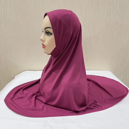 H124 Adults high quality big size muslim hijab scarf with chin part islamic headscarf hats armia pull on headwrap turban caps