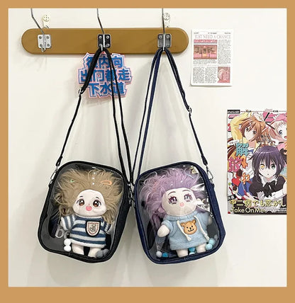 New Denim Ulzzang Ita Bags Female Transparent Badge Doll Show Crossbody Shoulder Bag Individuality Designer 2 Sides Bolso Mujer