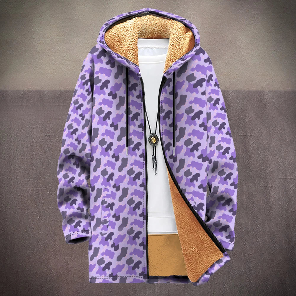 Winter Cozy Camouflage Fleece-Lined Hooded Jackets Warm Tactics Style Coats Faux Fur Outdoor Camping Casual Streetwear Fashion