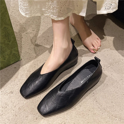 Women's Loafers Genuine Leather Luxury Shoes Heels Pumps Square Toe Elegant Mary Janes Shoes for Height-increasing Insoles