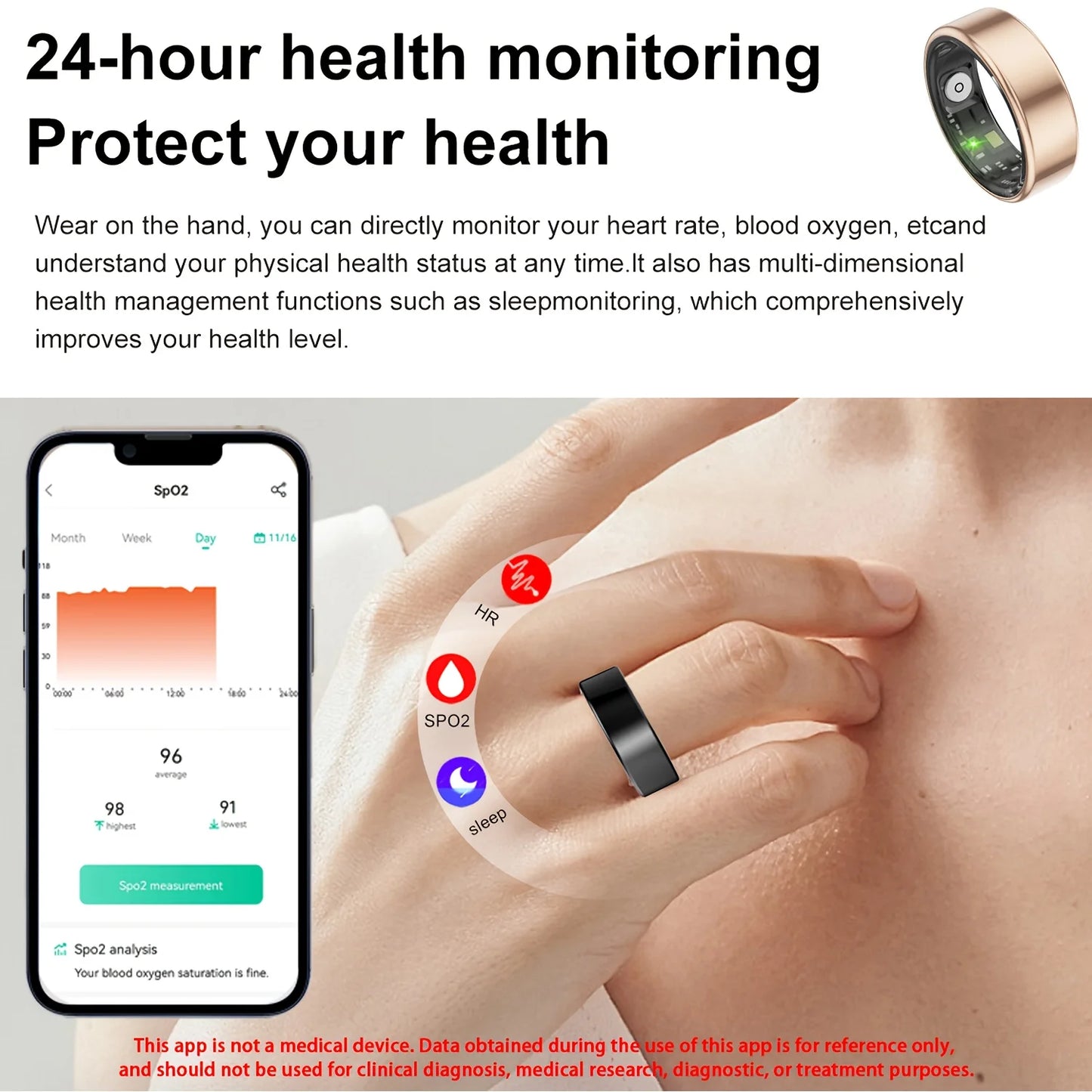 2026 Upgraded Smart Rings for Men Women, Health Monitoring Ring, Fitness Tracker with Sport Mode, Pedometer, Sleep, Step, IP68 Fitness Ring, Outdoor Activity Tracker Ring for Android for IPhone - Gifts for Him/Her