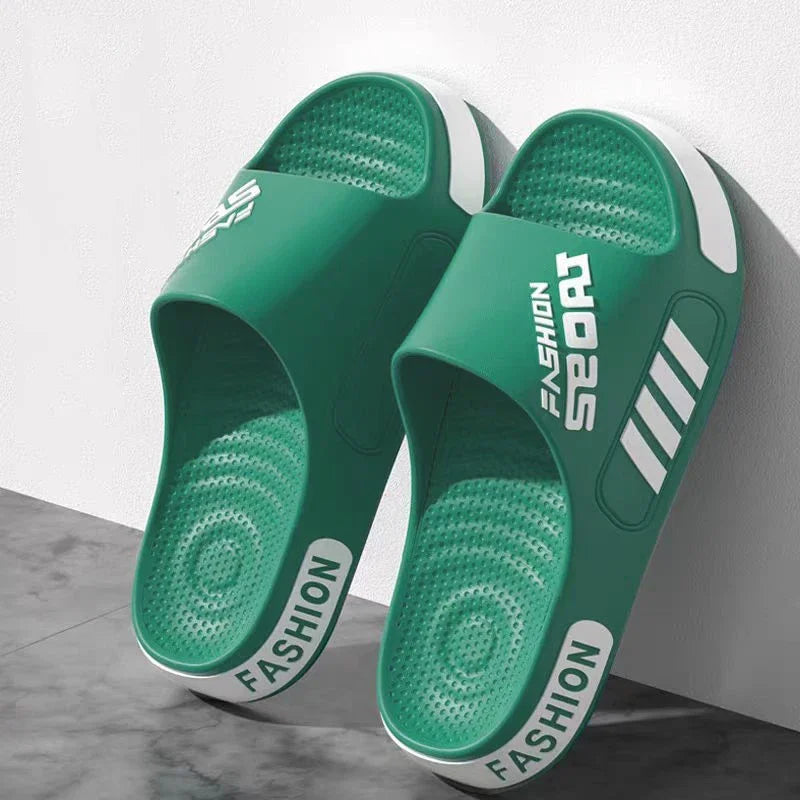 Big Size 36-47 Men Slippers Summer Flat Sole Home Slippers For Women Man Open Toe Trend Slides Couple Light Beach Shoes Sandals