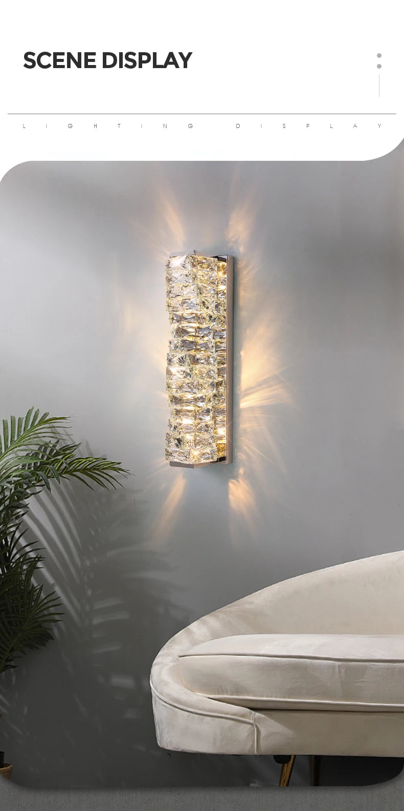 Luxury Crystal Wall Lamp Modern LED Sconce Chrome Gold Mirror Wall Light For Living Room Bedroom Aisle Indoor Decor Vanity Light