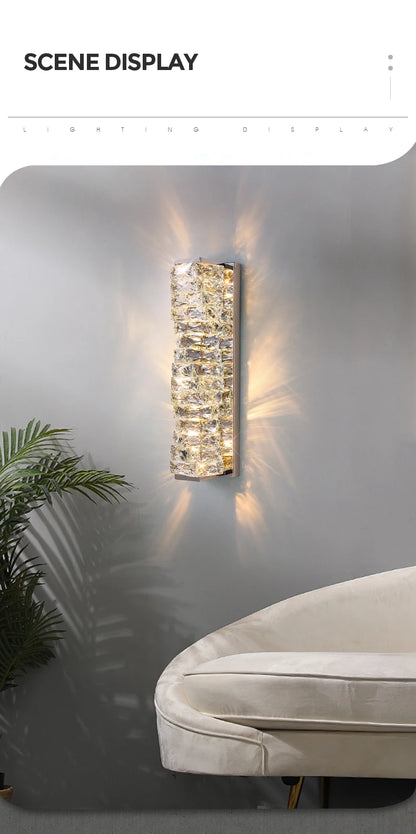 Luxury Crystal Wall Lamp Modern LED Sconce Chrome Gold Mirror Wall Light For Living Room Bedroom Aisle Indoor Decor Vanity Light