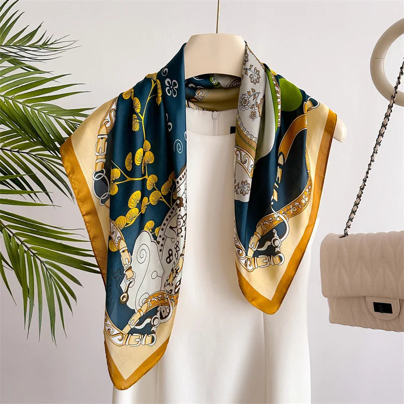 70*70cm Zebra Stripes Print Head Scarf for Women Silk Square Scarves Foulard Bandana Fashion Decorate Hijab Female Neckerchief