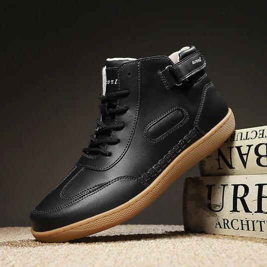 High Top Casual Shoes for Men Outdoor Leather Ankle Boots Retro  Sport Sneakers Plus Size Male Treking Footwear Motorcycle Boots
