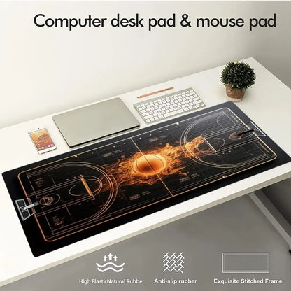 Basketball court Mouse Pad Large Computer Office Game Table Mat Rubber Anti-slip Stitched Edge Keyboard Mat 90x40 XXL Desk Pad