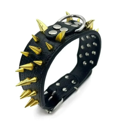 Cool Spikes Studded Dog Collar 2" Wide PU Leather Large Dogs Collars Pitbull German Shepherd Big Dogs Collars Pet Supplies XS-L