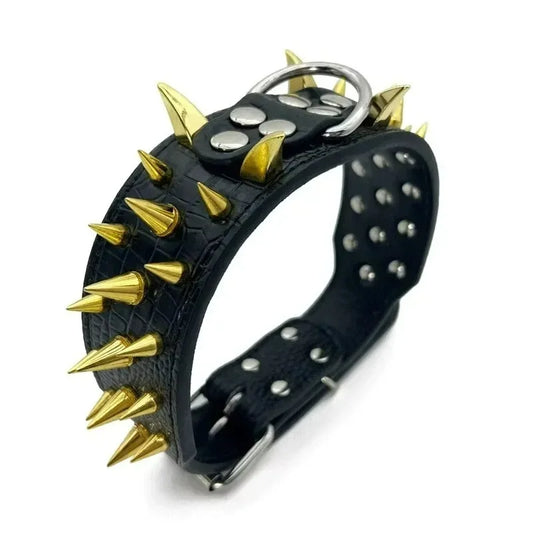 Cool Spikes Studded Dog Collar 2" Wide PU Leather Large Dogs Collars Pitbull German Shepherd Big Dogs Collars Pet Supplies XS-L