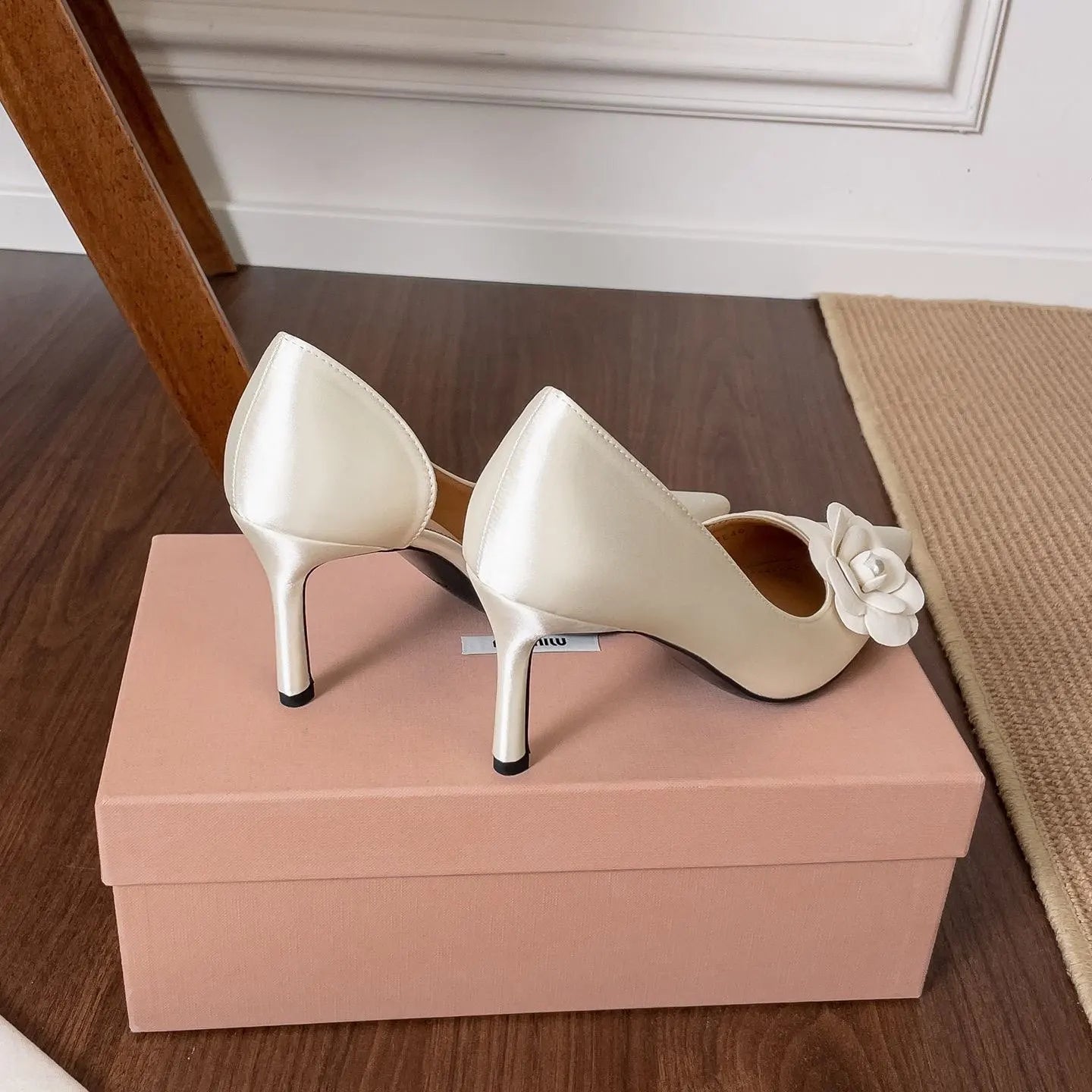 Two Piece High Heel Women's Shoes with Silk Satin Flower Decoration Women's High Heel Sandals Luxury Designer Women's Shoes