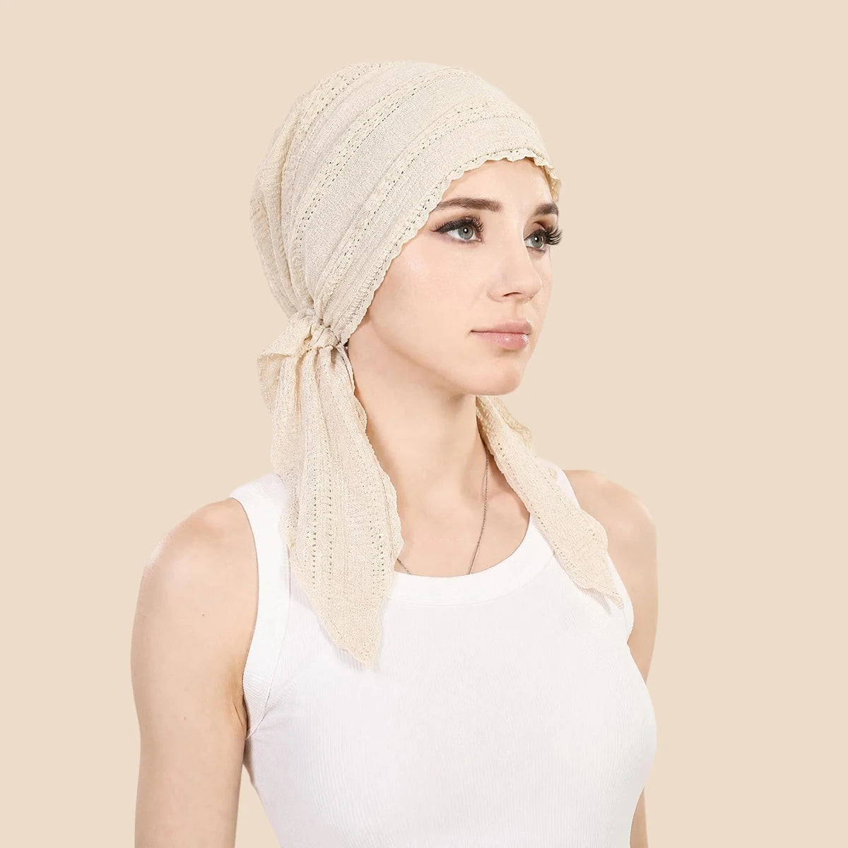 Ramadan Solid Color Turban Hijab Hats Long Tail Head Wraps Soft Elastic Muslim Hats Breathable Chemo Cap For Women Girls