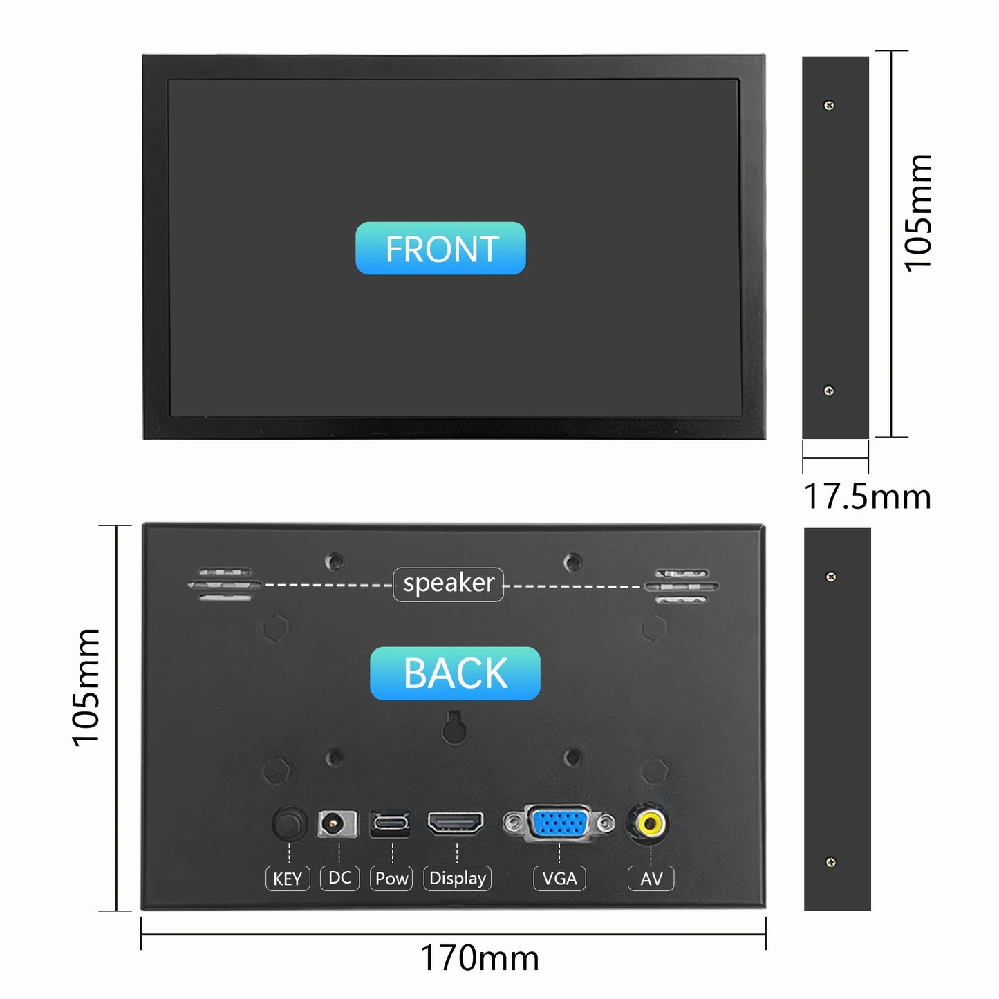 AV/DC/HD/VGA Multi Interface Display 7 Inch PC Second Screen Raspberry Pi Display for Pi3 Pi4 AIDA64 Switch