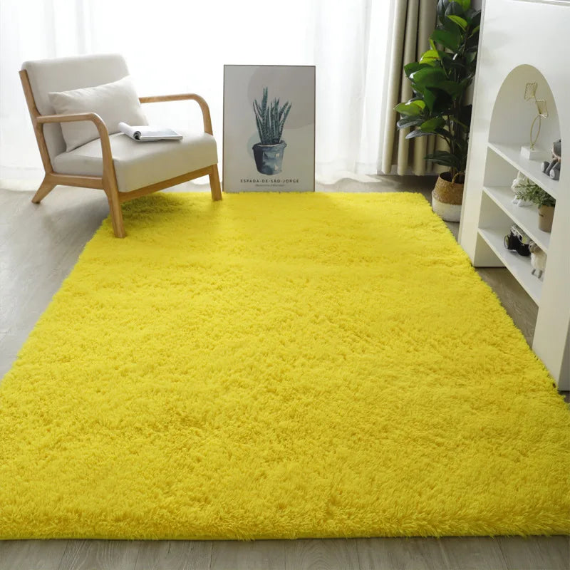 Bubble Kiss-Fluffy Orange Plush Carpets and Rugs for Home Living Room, Thick Plush Rug, Shaggy Golden Velvet Floor Mat