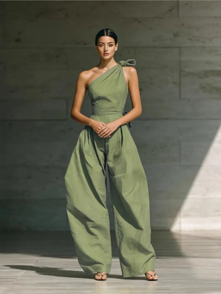 Fashion Sleeveless Jumpsuits For Woman 2026 Summer Casual One Shoulder One Piece Clothes Rompers High Quality Elegant