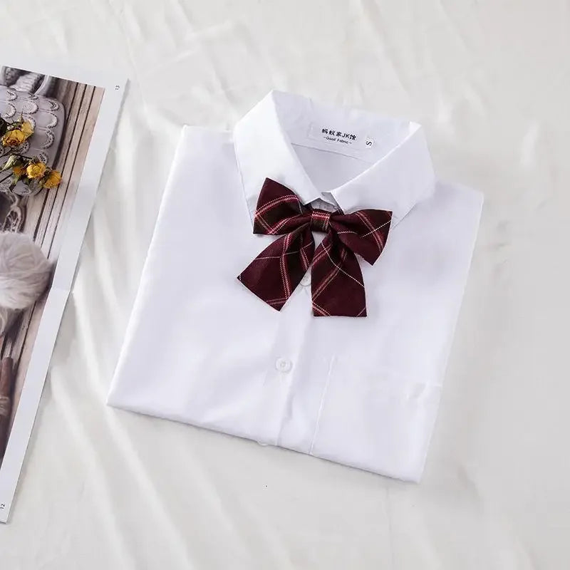 New Hot 2025 XS-3XL Women's Summer V Neck Long Sleeve Slim Casual White Shirt Tops Blouses For JK School Uniform Student Clothes