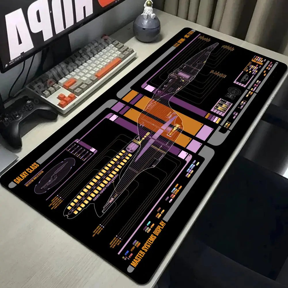 Starship Blueprint Pad Desk Pad Mouse Pad Gamer Computer Cabinet Star Trek Game Office Accessories Keyboard Anime Extended Large