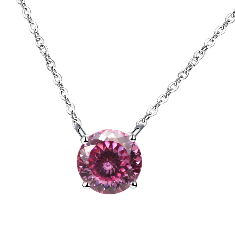 JoyceJelly 1/2/3/5 Carat Moissanite Necklace for Women 925 Sterling Silver Wedding Bridal Fine Jewelry for Women