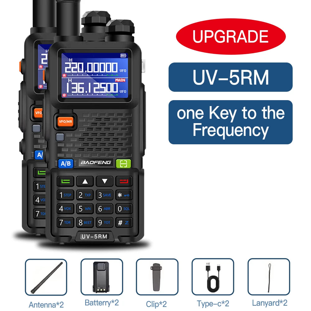 Baofeng Long Range Walkie Talkie UV-5RM 10W High Power Multifunctional Two-Way Radio with 999 Stored Channel, Dual Band (UHF/VHF