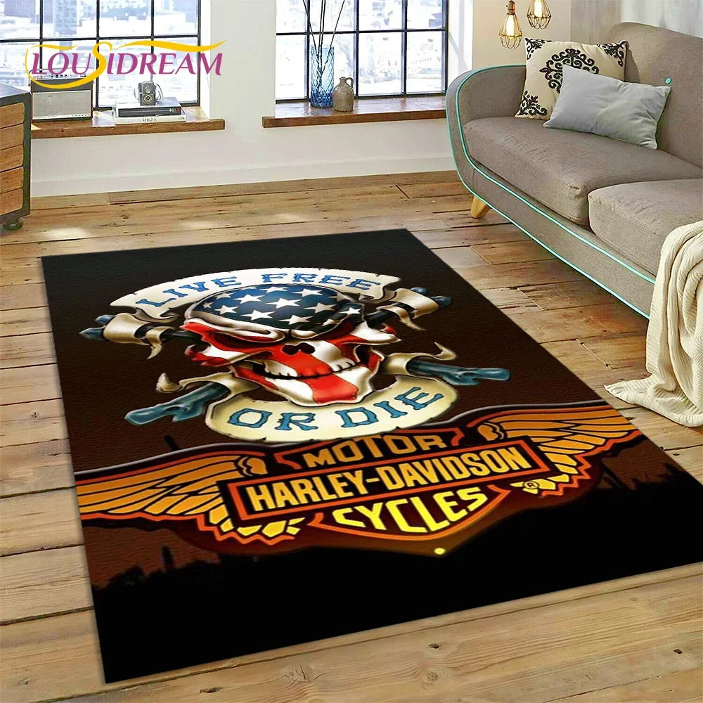 27 Style Harley-y Motorcycle Logo Rug Carpet for Living Room Bedroom Home Decor,floor Mat Non-slip for Sofa Doormat Gift kids