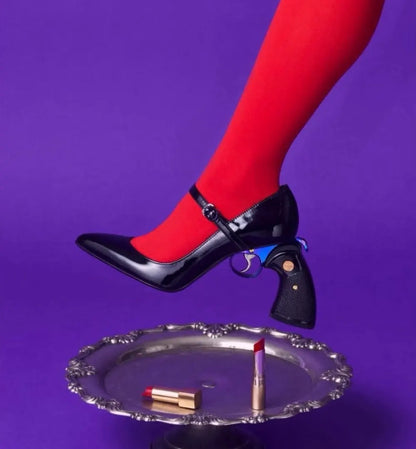 Multi Colored Patent Leather Pointed-Toe High heels Avant-Garde Gun-Shaped Heels Smooth Upper Cool Fashion Footwear