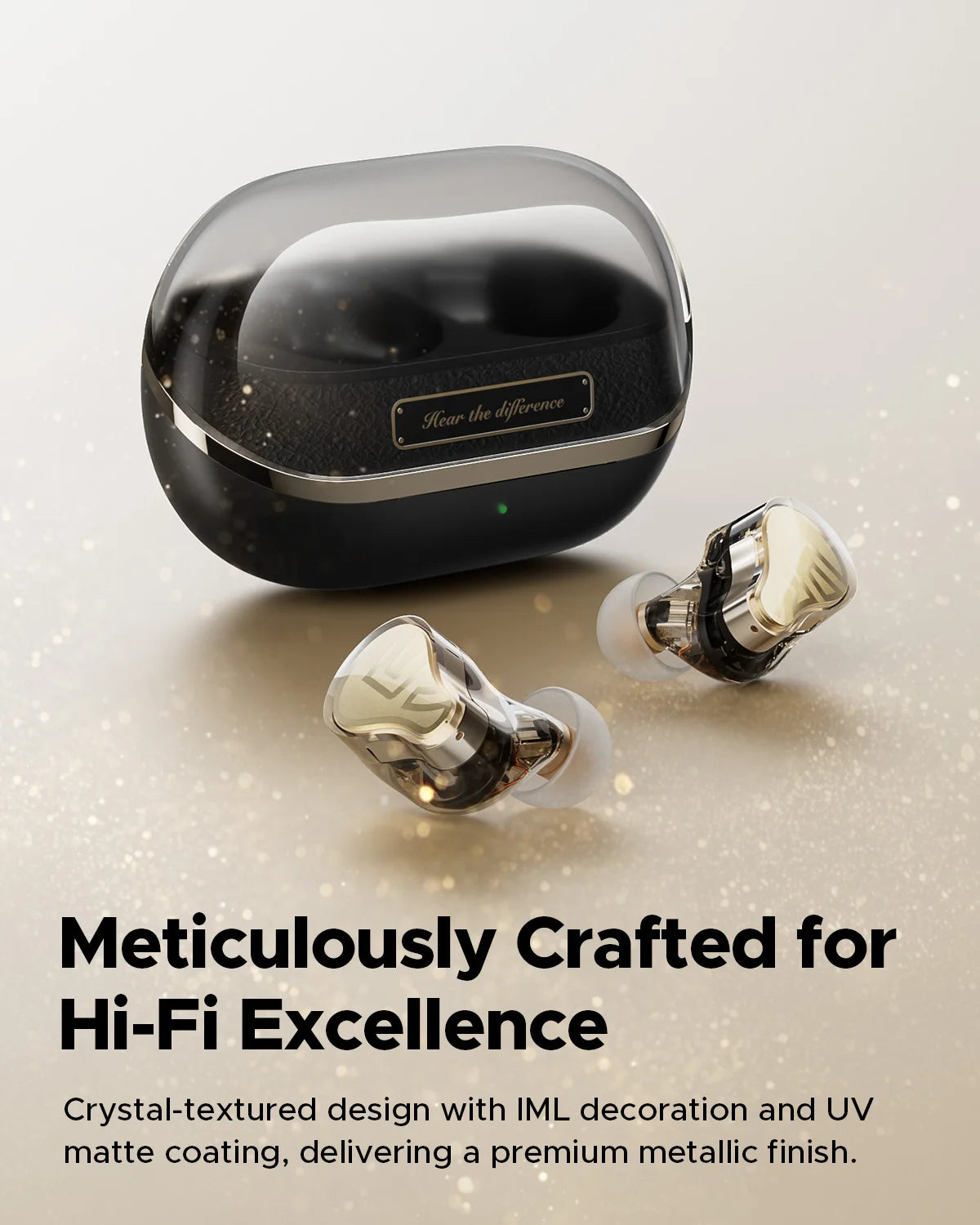 SoundPEATS H3 Wireless Bluetooth Earbuds Hybrid 3 Driver HiFi 55dB Adaptive ANC Headphones with LDAC AptX Lossless Hi-Res Audio