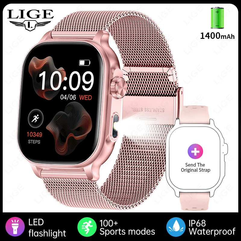 2026 New Sport Smart Watch 1400mAh Battery Fitness Tracker IP68 Waterproof Heart Rate Bluetooth Call Health Smartwatch Men Women