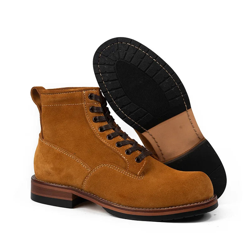 New Handmade High Quality Men Autumn Winter Real Leather Shoes Vintage British Tooling Ankle Boots Outdoor Motorcycle Boots