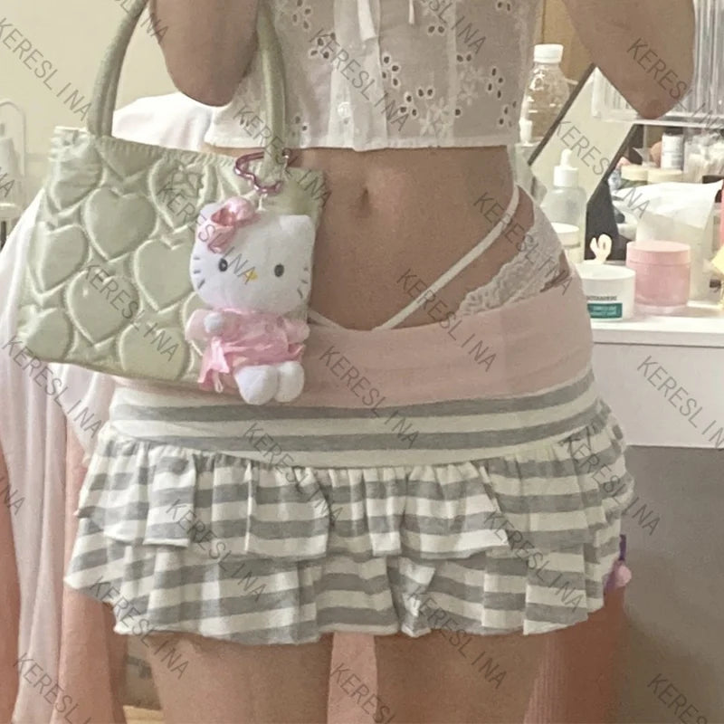 New Subculture Spice Girl Striped Slim Skirt Trendy Elegant Sweet Female High Street Aesthetic Skirt European and American Skirt