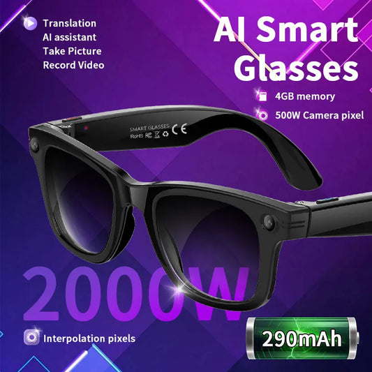 AI Smart Glasses with 8MP Camera Video Recording 100+ Languages Translation Sunglasses Bluetooth Call Music Play Men Women 2026