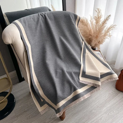 Women's Reversible Two-Tone Scarf, Plush Soft Winter Shawl & Neck Warmer, Double Sided Elegant Fall Wrap