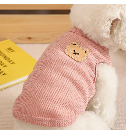 Dogs Thin Small Fashion Bear Vest Pet Dog Clothes Cat Solid T-shirt Clothing Chihuahua Summer Breathable Girl Pug Pet Vest York