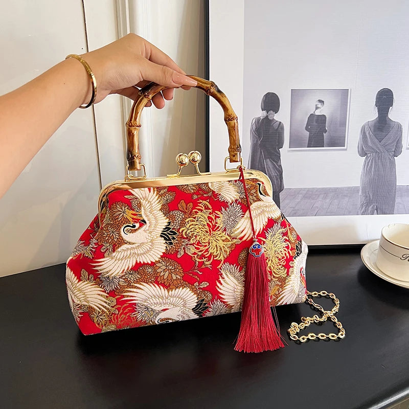 Luxury Evening Clutch Bag For Women Bride Wedding Clutch Purse Chain Shoulder Bags Small Party Handbag Rattan Handle Handle Tote