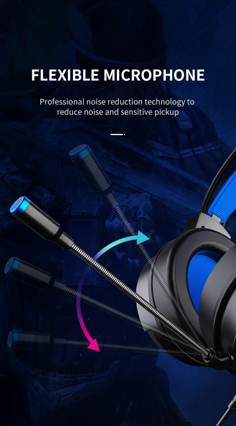 G60 Gaming Headset 7.1 Stereo SVirtual Surround Bass Earphone Headphone with Mic LED Light for Computer PC Gamer Foldable G58