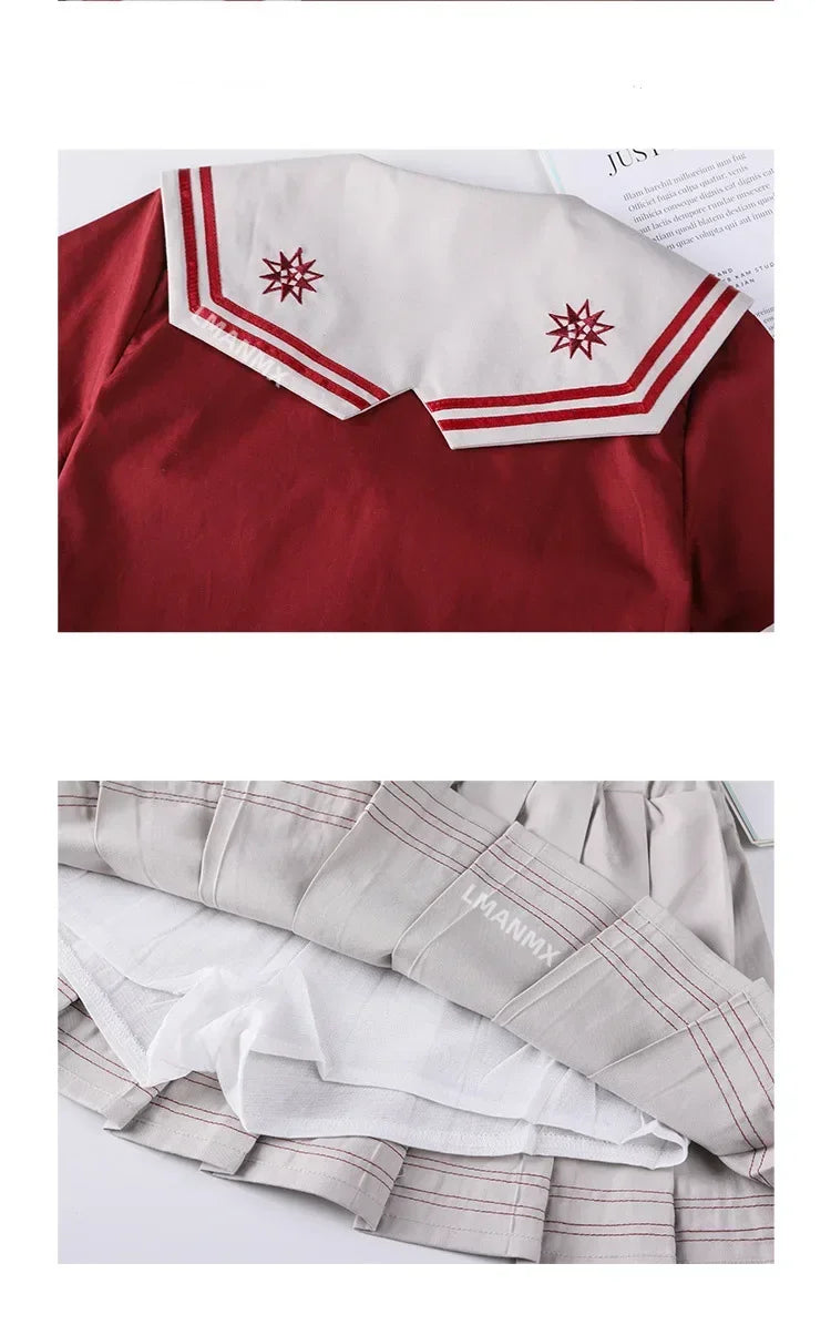 Kid Korean Japanese Striped School Uniform for Girls Boys Sailor Collar T Shirt Pleated Skirt Shorts Bow Clothes Student Outfit