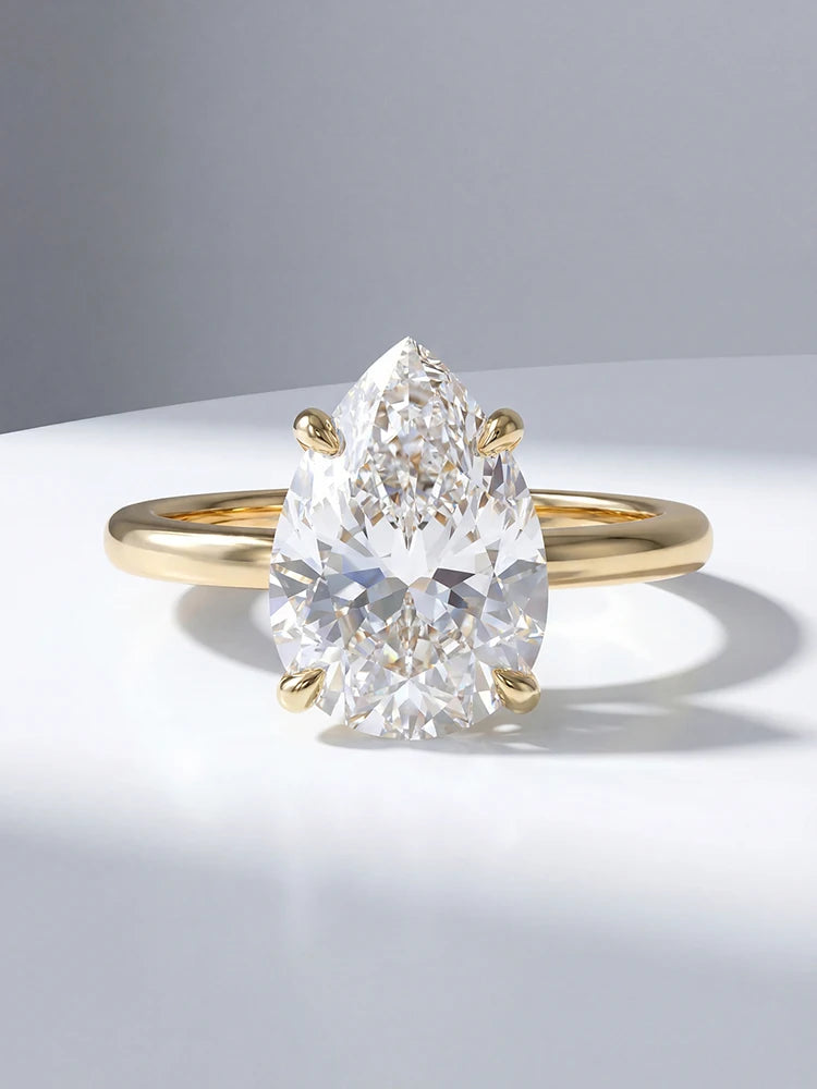 925 Sterling Silver Zircon Fashion Shiny Pear Solitaire Ring for Women Engagement Wedding Luxury High Quality Fine Jewelry