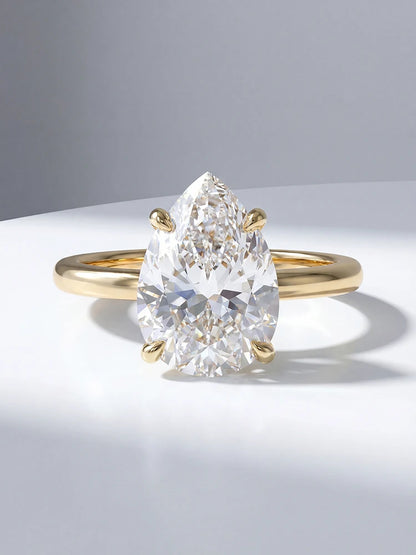 925 Sterling Silver Zircon Fashion Shiny Pear Solitaire Ring for Women Engagement Wedding Luxury High Quality Fine Jewelry